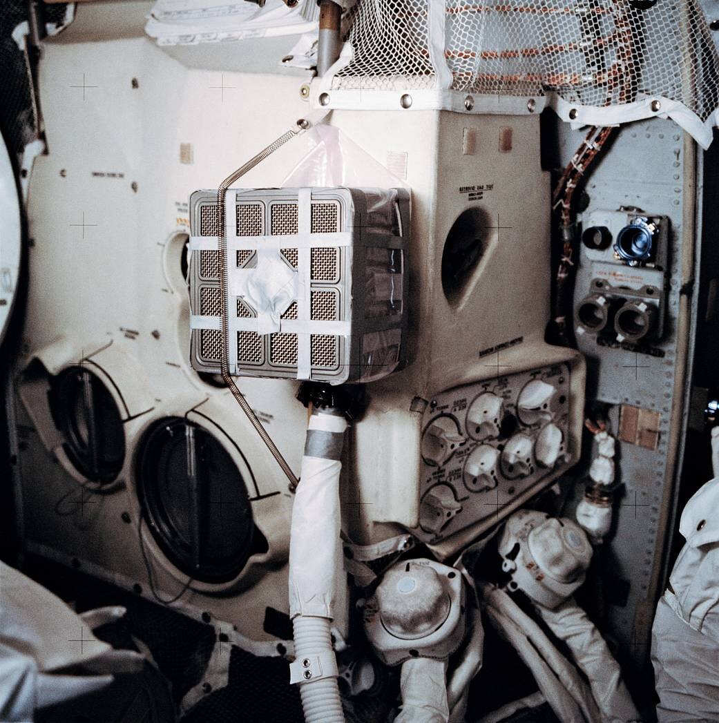 Improvised Apollo 13 lithium hydroxide mailbox used to remove carbon dioxide