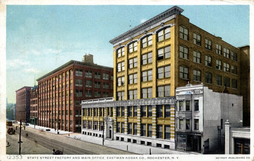 Historical view of Eastman Kodak's State Street factory and main office in Rochester