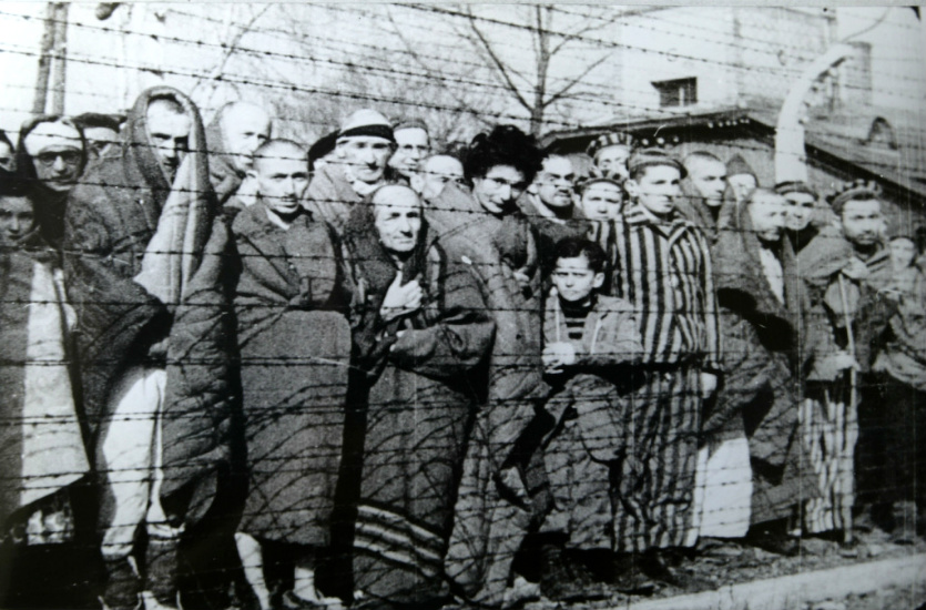 Survivors at Auschwitz during liberation in January 1945